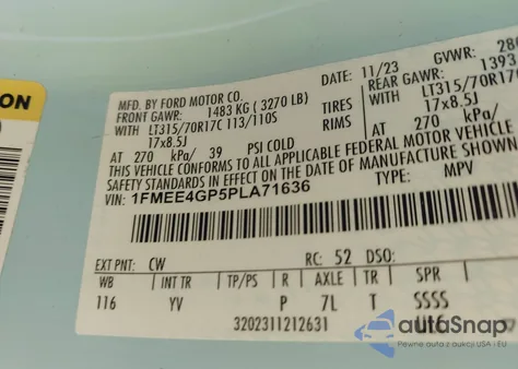 2023 Ford Bronco Heritage Limited Edition z USA, uszkodzony, nr VIN 1FMEE4GP5PLA71636